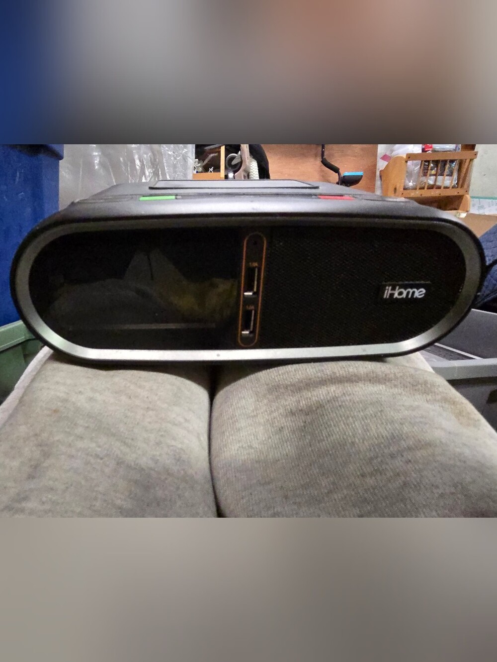 iHome Black Oval Bluetooth Clock Speaker with Dual USB Ports